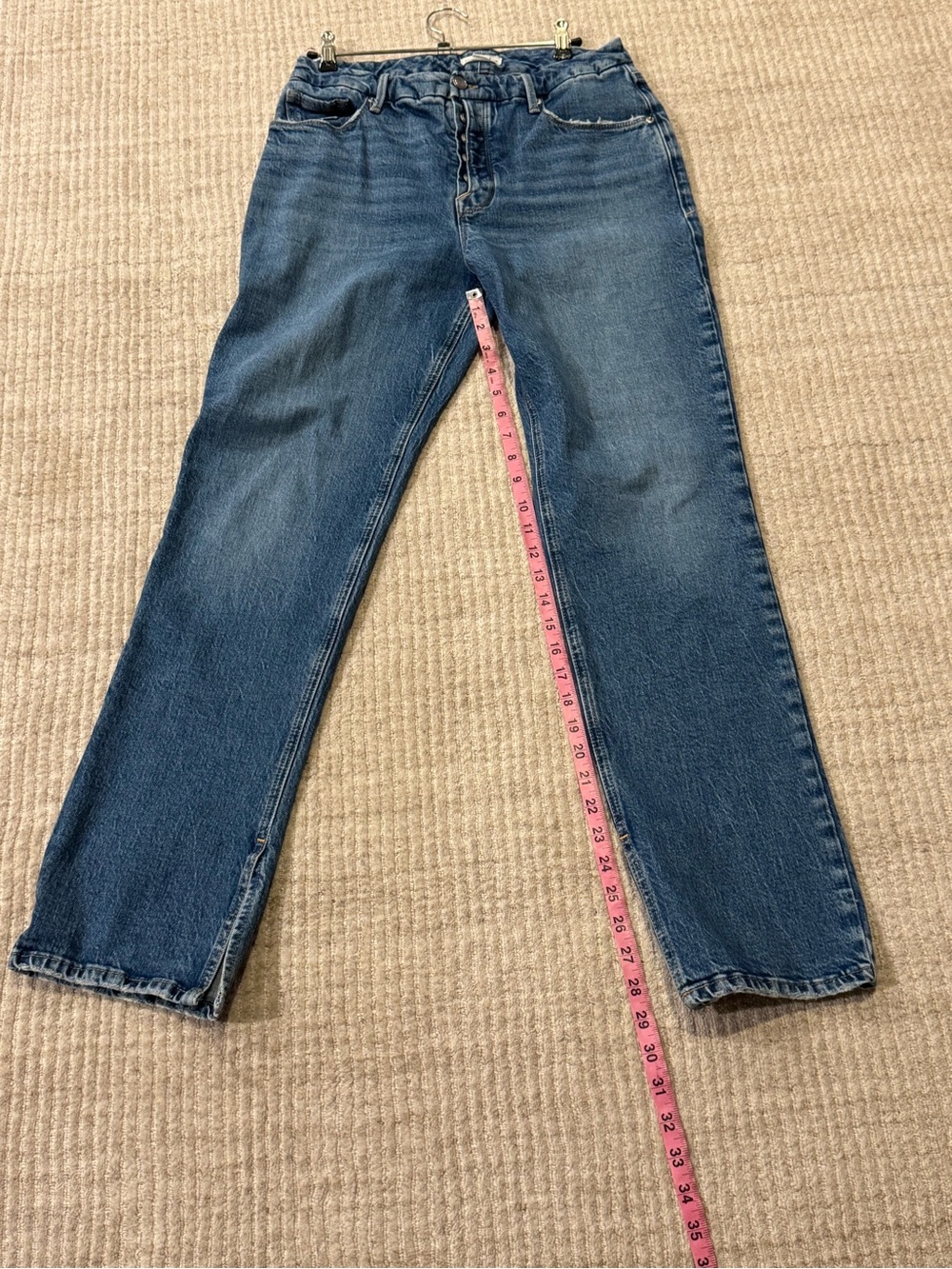 Good American Medium Blue High-Rise Button-Fly Jeans